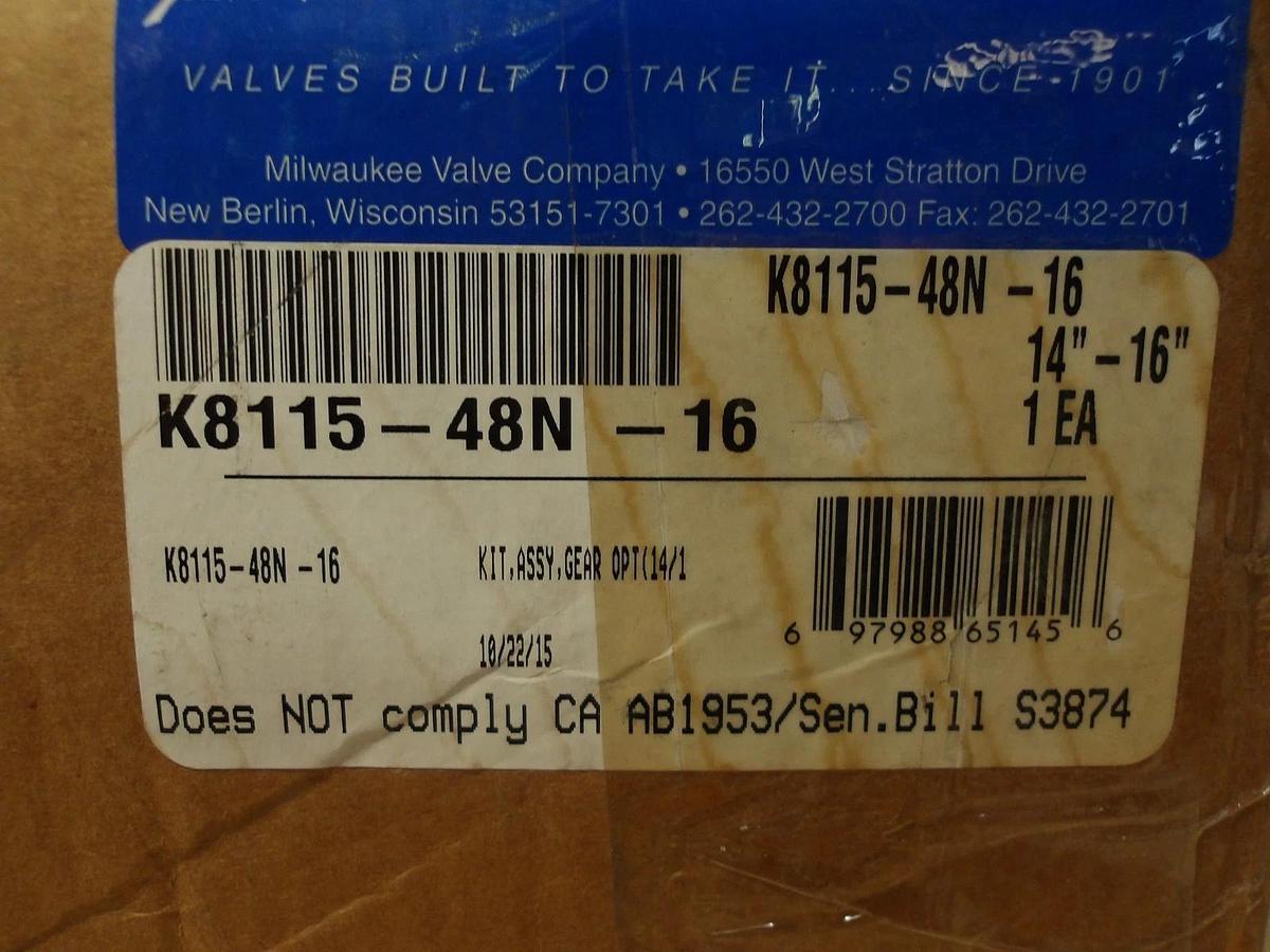 MILWAUKEE K8115-48N-16 VALVE GEAR OPERATOR & HAND WHEEL, #2111208G NIB