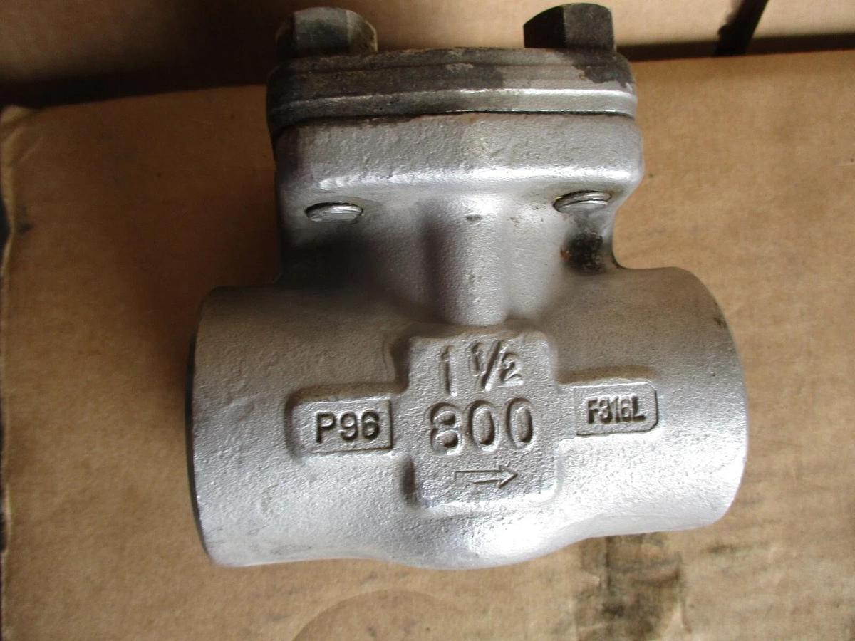 Used WARREN 1-1/2" SWING CHECK VALVE (STAINLESS) F316L, #4161044J NEW