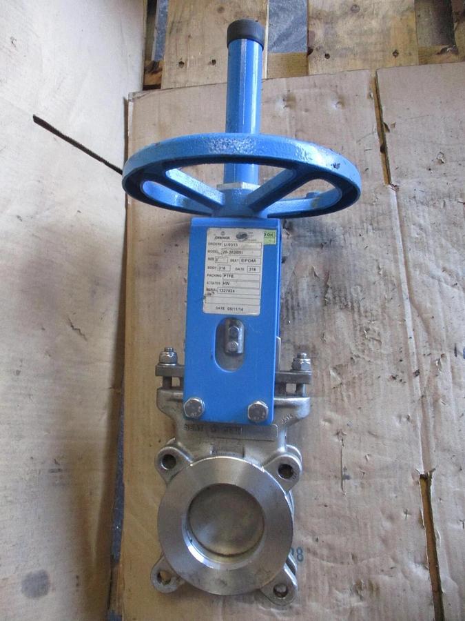 Used ORBINOX 3" STAINLESS KNIFE GATE VALVE 20-3636RI, #75850J USED