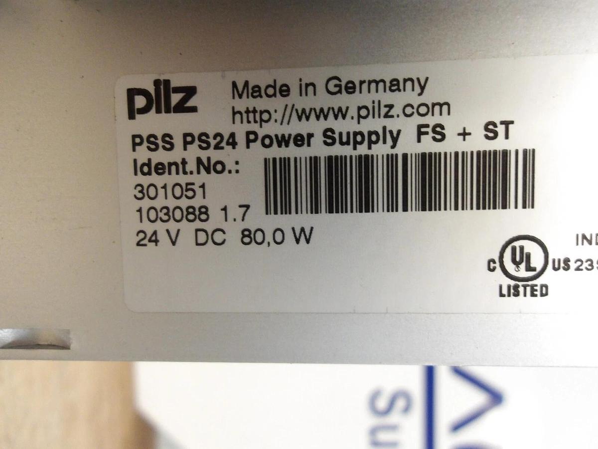 Used PILZ PSS PS24 POWER SUPPLY MODULE 24 VDC, #65750G PARTS ONLY