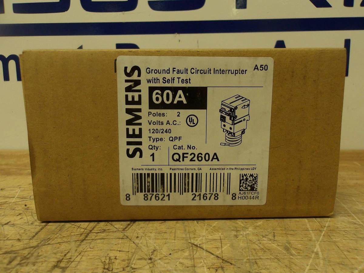 SIEMENS 60 AMP GROUND FAULT BREAKER 120/240 V, #7201156G NIB
