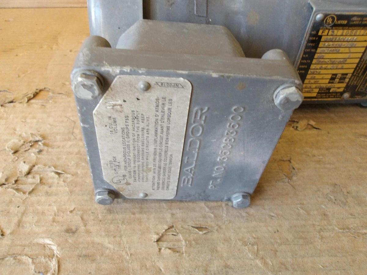 Used BALDOR 1/2 HP MOTOR, FR 56C, 208-230/460 V, 3450 RPM, #102315G NEW (WEATHERED)