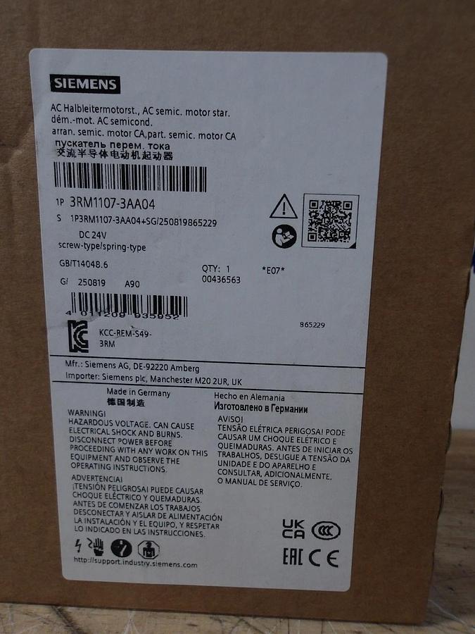 SIEMENS SIRIUS 3RM1107-3AA04 SEMICONDUCTOR MOTOR STARTER, #58257G NIB