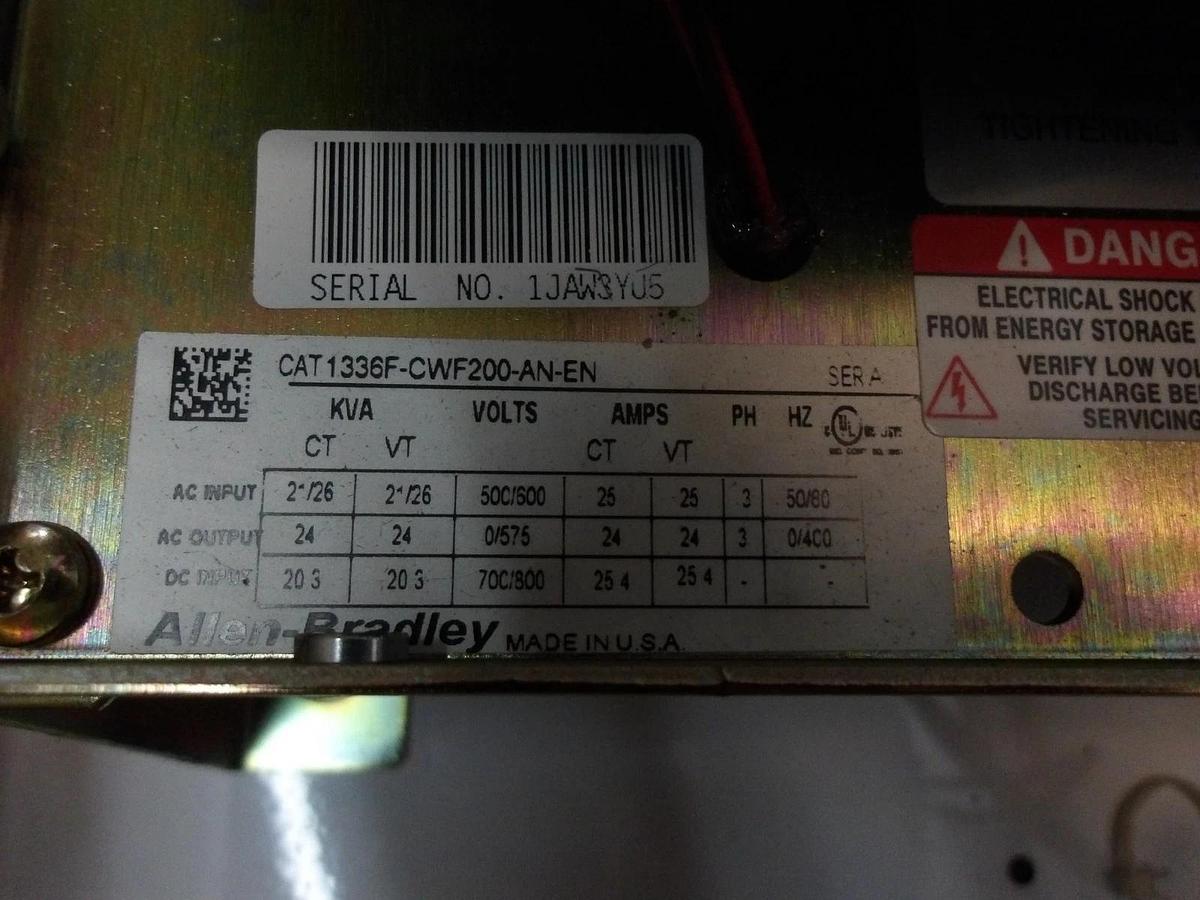 Used ALLEN BRADLEY 1336F CENTERLINE BUCKET W/ 20 HP DRIVE, #1031745G USED