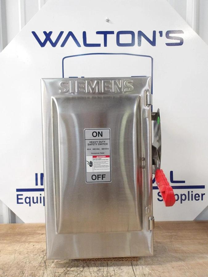 Used SIEMENS 60 AMP S/S SAFETY SWITCH 600 V AC/DC, #716203G NEW