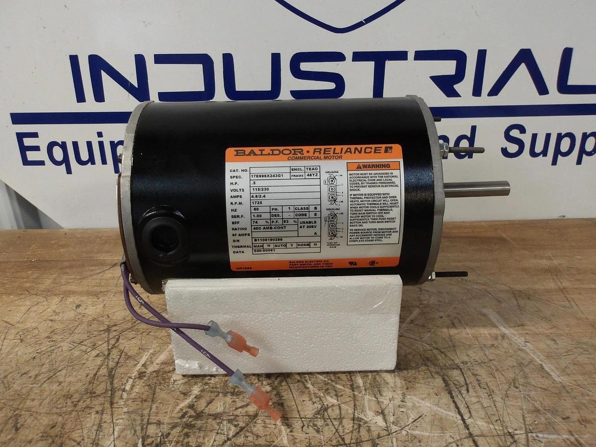 BALDOR RELIANCE .5 HP MOTOR, 1 PHASE, 115/230 V, 1725 RPM, FR 48YZ, #69933G NIB