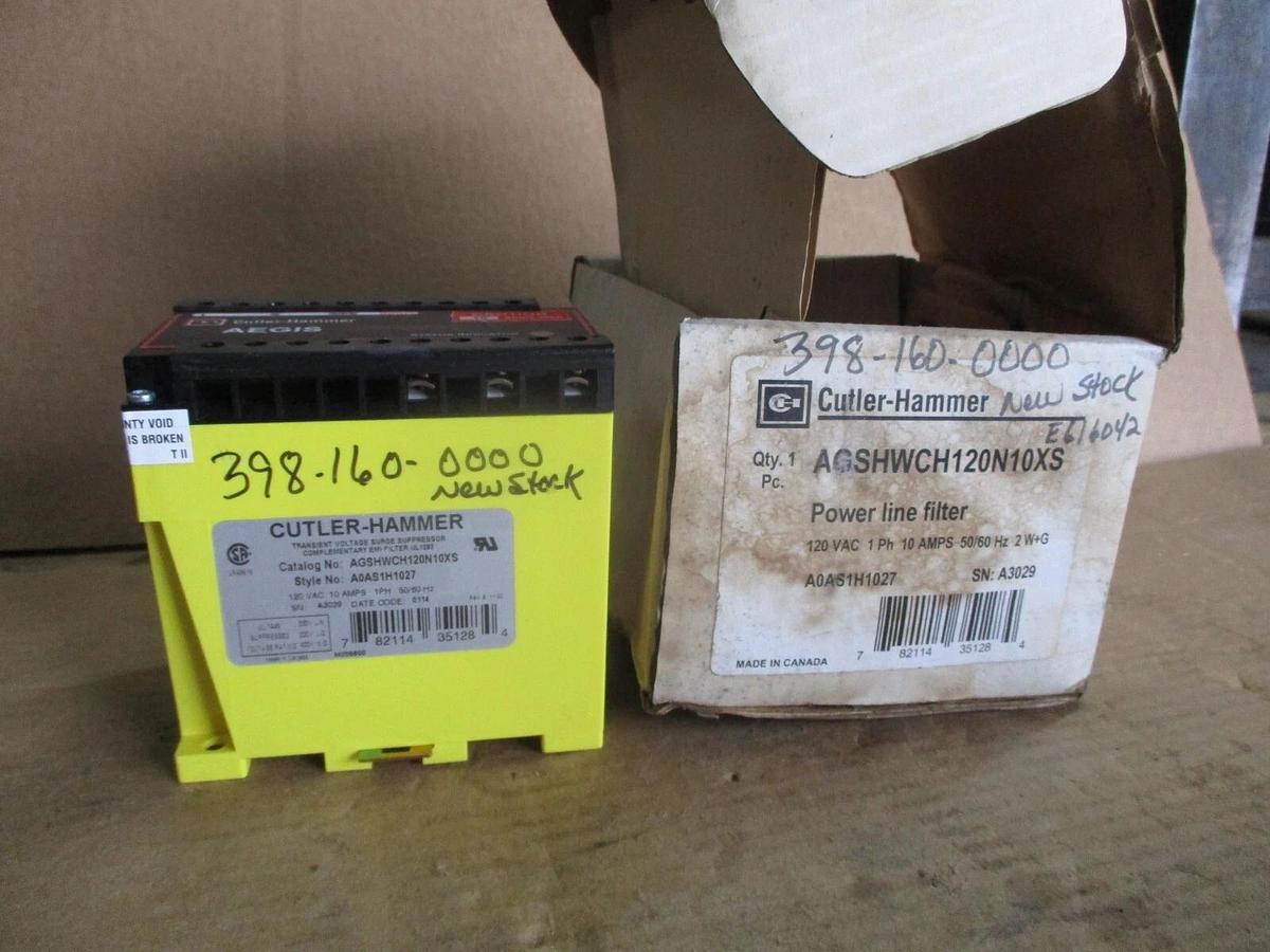 CUTLER HAMMER AGSHWCH120N10XS POWER LINE FILTER, #79303J NIB