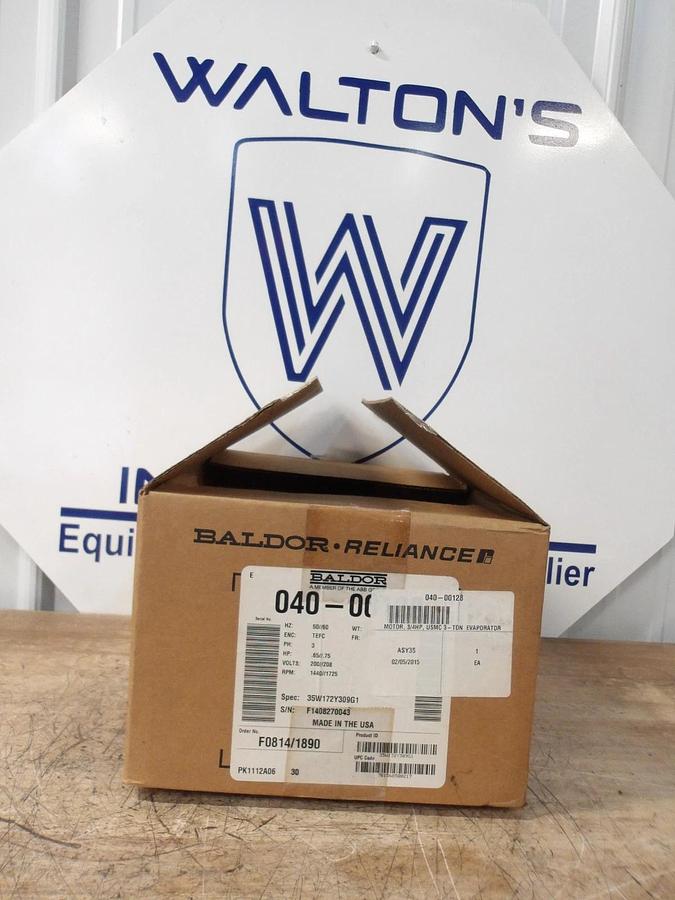 BALDOR RELIANCE .65/.75 HP MOTOR, 1440/1725 RPM, 200-208 V, 145TCZ FR, #651032G