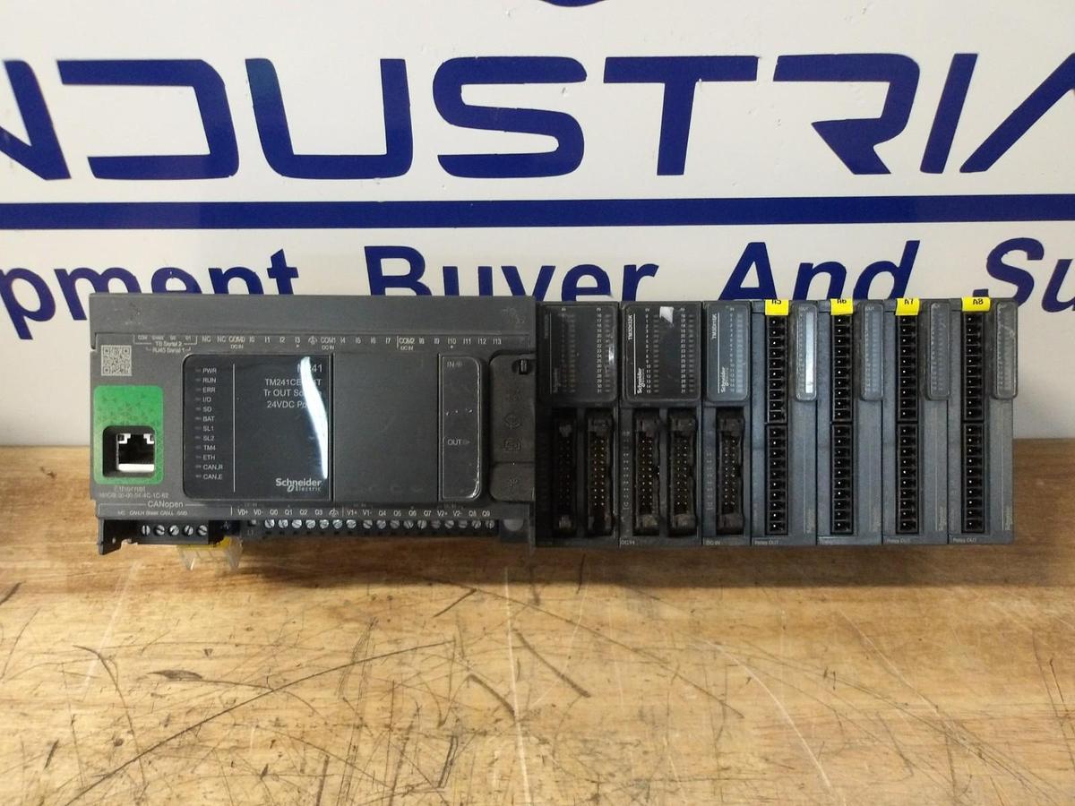 Used SCHNEIDER MODICON TM241CEC24T LOGIC CONTROLLER & 7 CARDS, #331231G USED