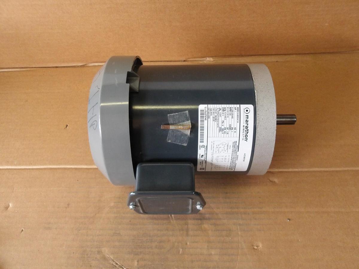 Used MARATHON 1 HP AC MOTOR, FR 56C, 1725 RPM, 208-230/460 V, #114900G NEW
