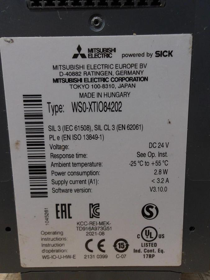 Used MITSUBISHI SAFETY UNIT W/ WSO-CPU000200, #1219213G USED