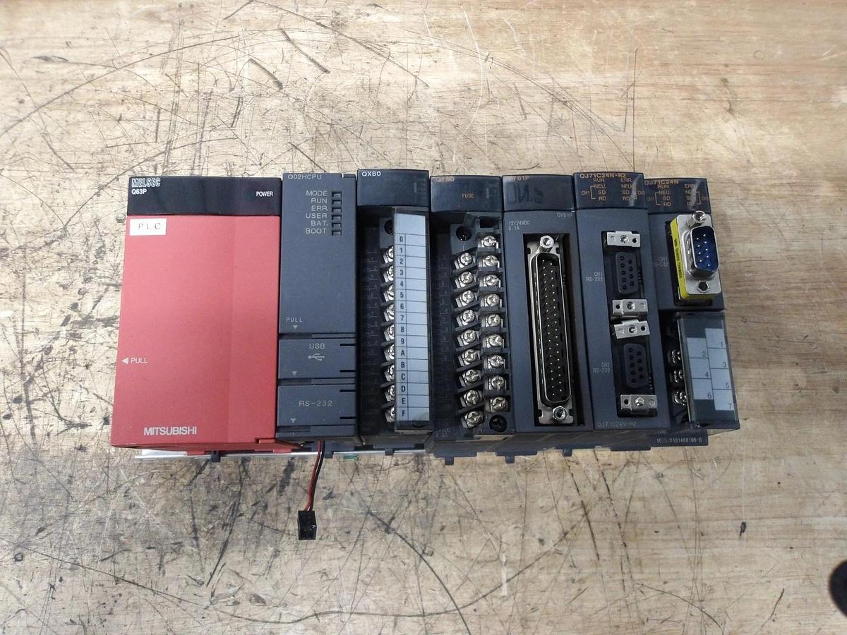 Used MITSUBISHI PLC RACK & CARDS Q02HCPU, #116247G USED
