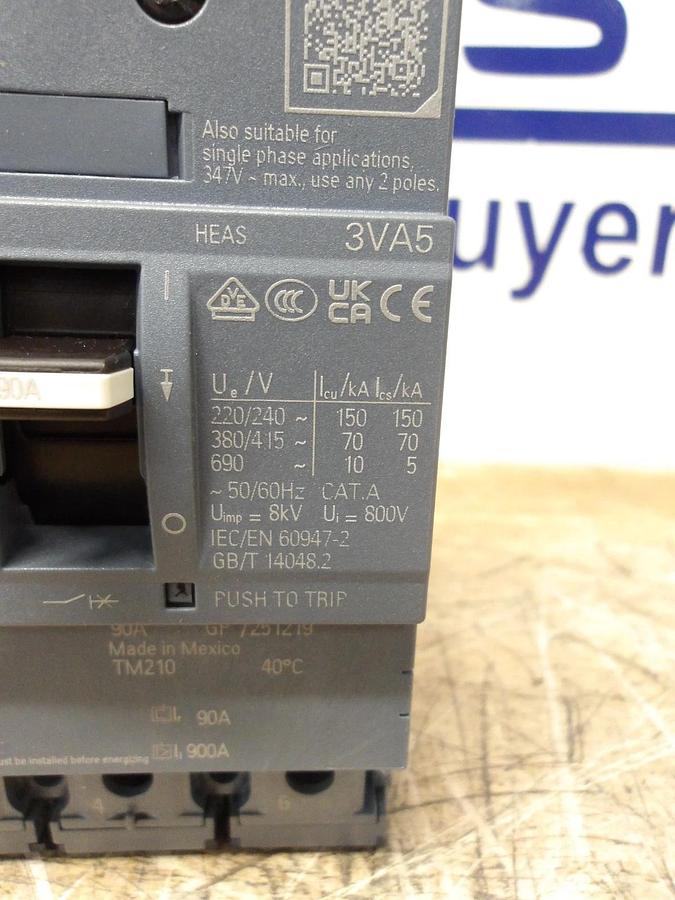 SIEMENS 90 AMP BREAKER 220-240-480 V, #630203G NIB