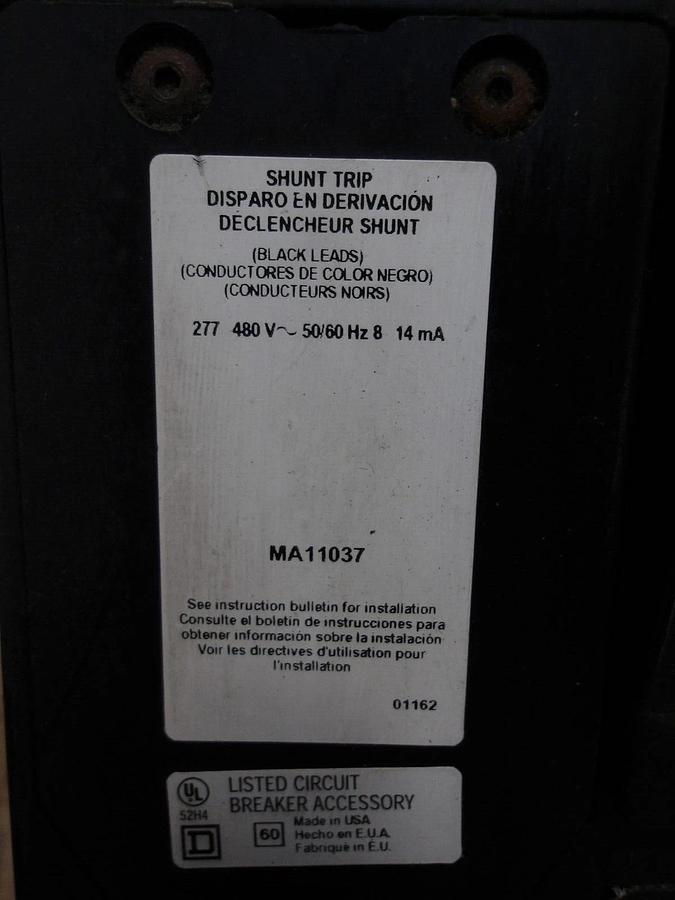 Used SQUARE D 800 AMP BREAKER 600/250 V, #2211006G USED