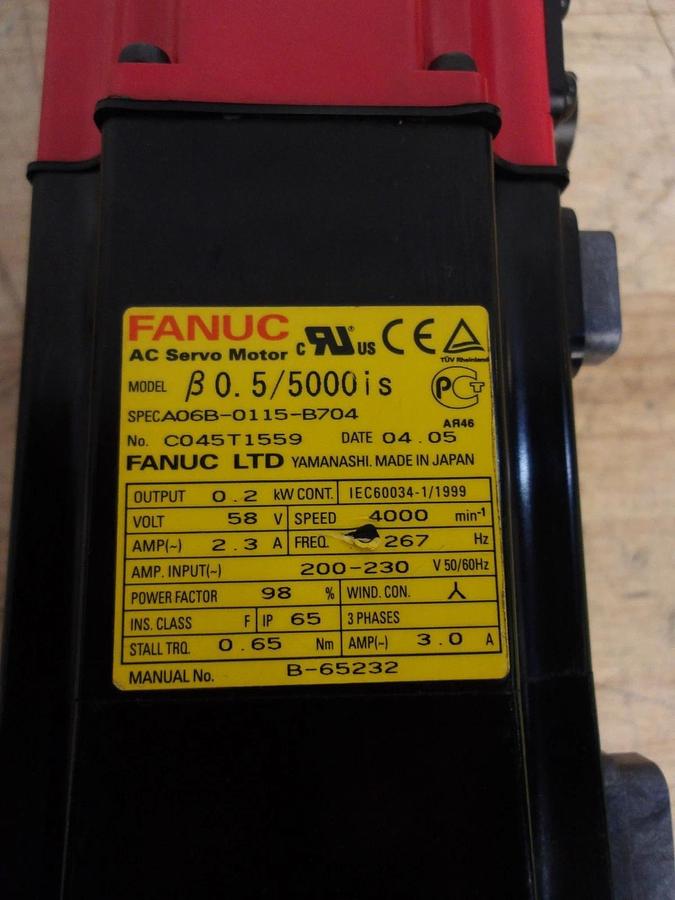 Used FANUC A06B-0115-B704 AC SERVO MOTOR, 4000 RPM, #616248G USED