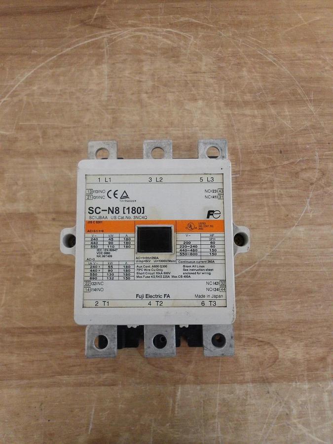 Used FUJI SC-N8 INDUSTRIAL CONTACTOR CNC4Q, 180 A, #2251113G NEW