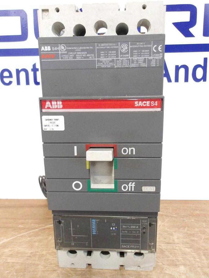 Used ABB SACES4 250 AMP BREAKER, 240-480-600 V, #224200G NEW