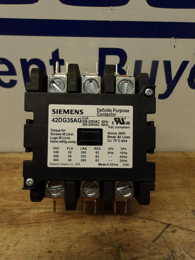 SIEMENS 42DG35AG DEFINITE PURPOSE CONTACTOR, 208-220-240 V, #630305G NIB