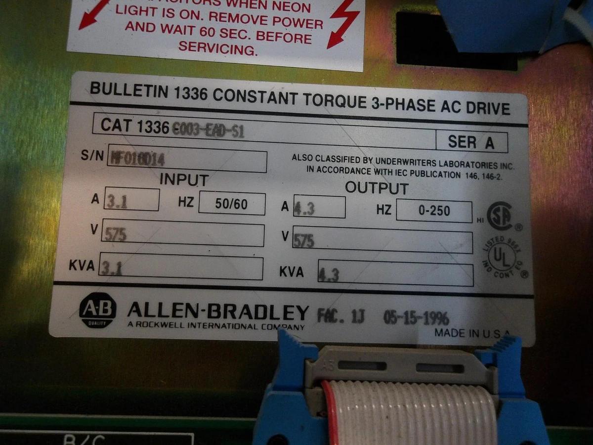 Used ALLEN BRADLEY 1336 CENTERLINE BUCKET W/ 3 HP DRIVE, #1029315G USED