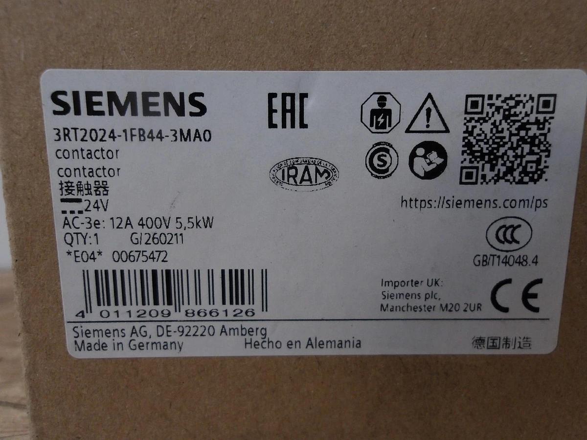 SIEMENS 12 AMP CONTACTOR 24/400 V, #77225G NIB