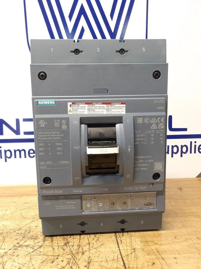 Used SIEMENS 800 AMP BREAKER SENTRON 3VA6580-5HN32-0AA0, #1125250G NEW