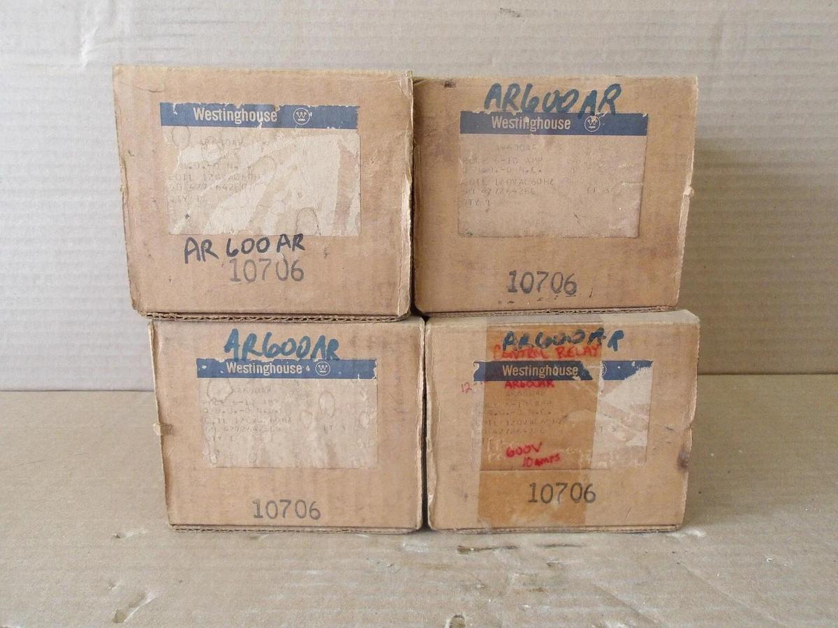 Used WESTINGHOUSE AR600AR CONTROL RELAY 10 AMP, 600 V (LOT OF 4) #78225G NEW