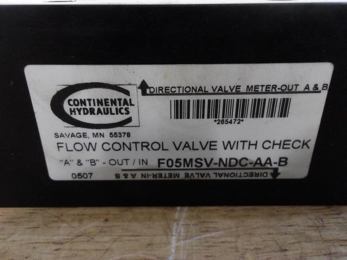 Used CONTINENTAL F05MSV-NDC-AA-B FLOW CONTROL VALVE W/ CHECK, #361140G NEW