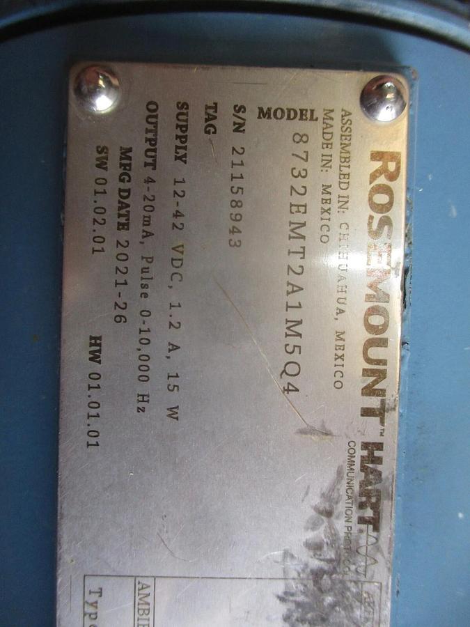 Used ROSEMOUNT 8705T MAGNETIC 1/2" FLOWTUBE, #491022J PARTS ONLY