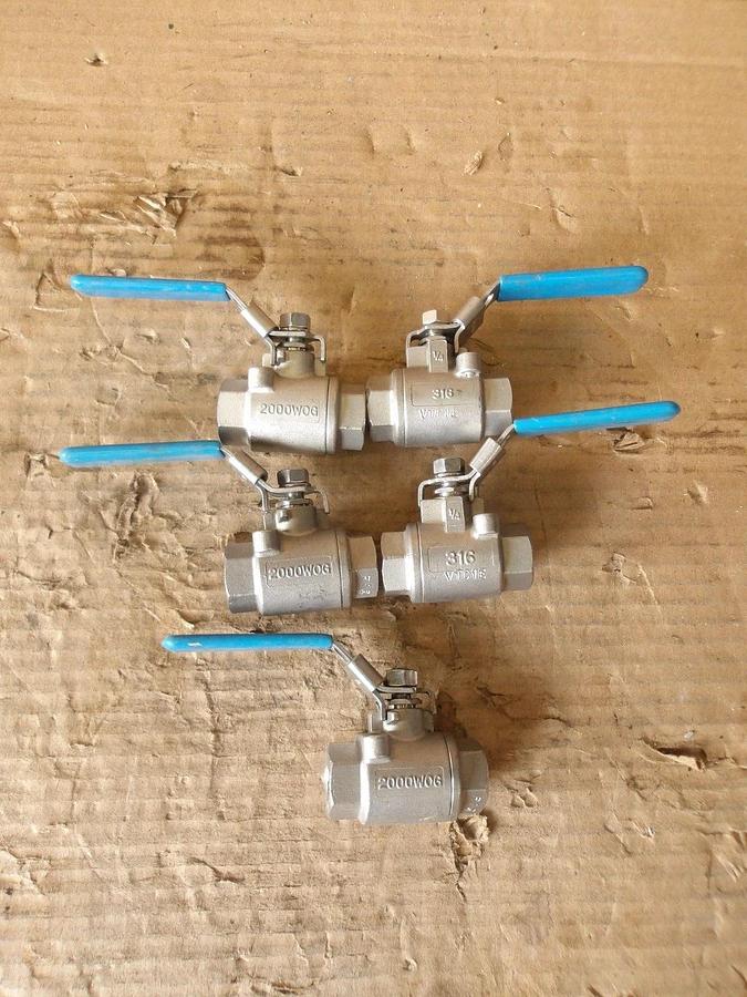 Used VALVE-TEK 1/4" S/S BALL VALVE (LOT OF 5), #812242G NEW