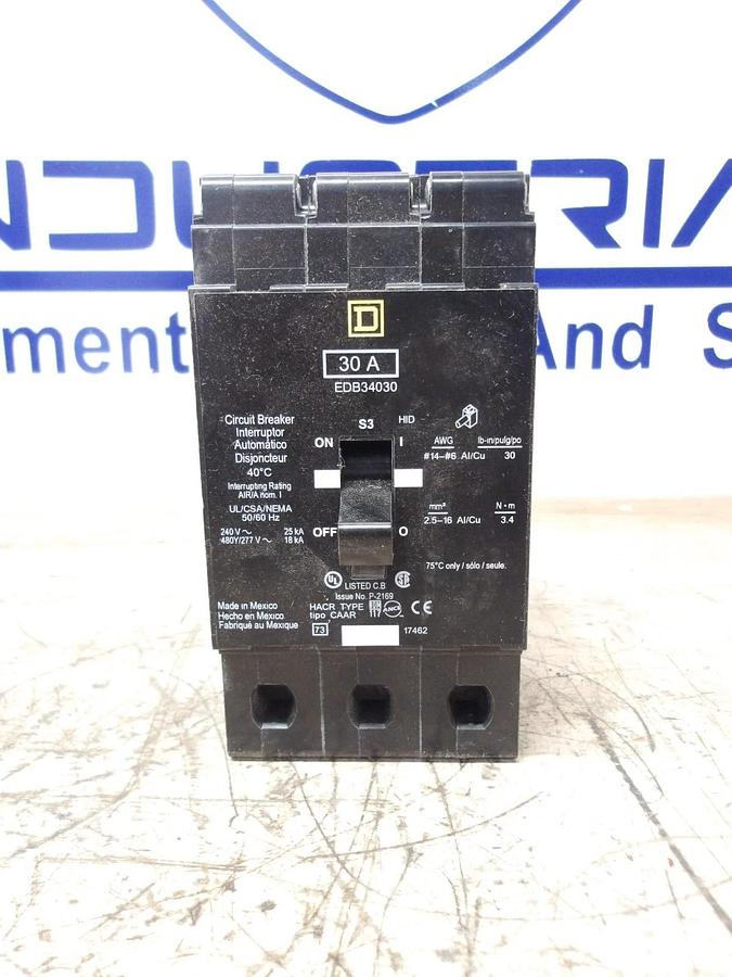 Used SQUARE D 30 AMP CIRCUIT BREAKER 240/480 V, #3171033G NEW