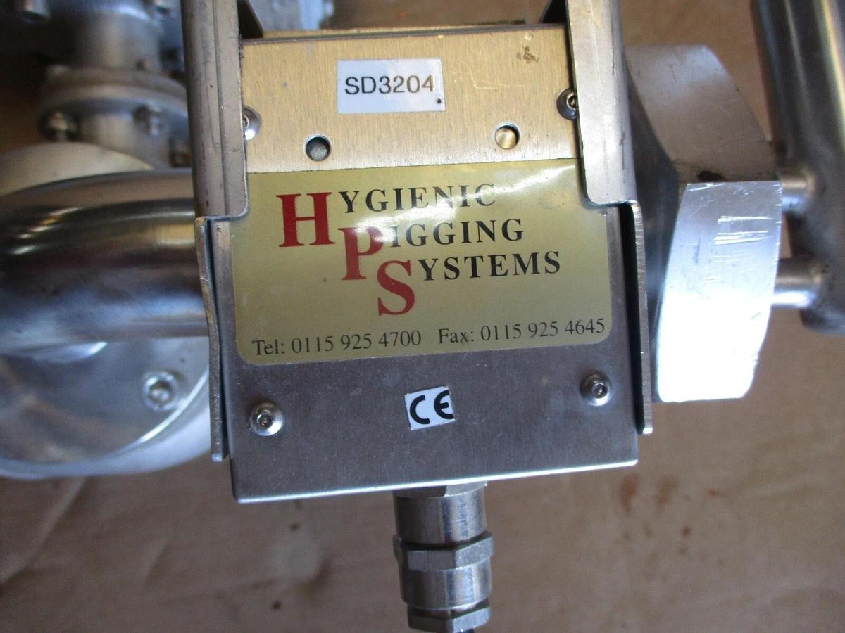 Used HYGIENIC PIGGABLE 3-WAY STAINLESS 1-1/2" DIVERTER VALVE W/ ACTUATOR, #971026J