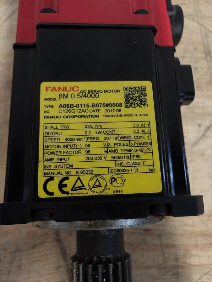 Used FANUC A06B-0115-B075 0008 AC SERVO MOTOR, #616218G USED