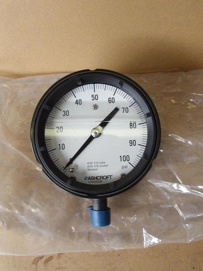 Used ASHCROFT 4" PRESSURE GAUGE, #6171115G NEW
