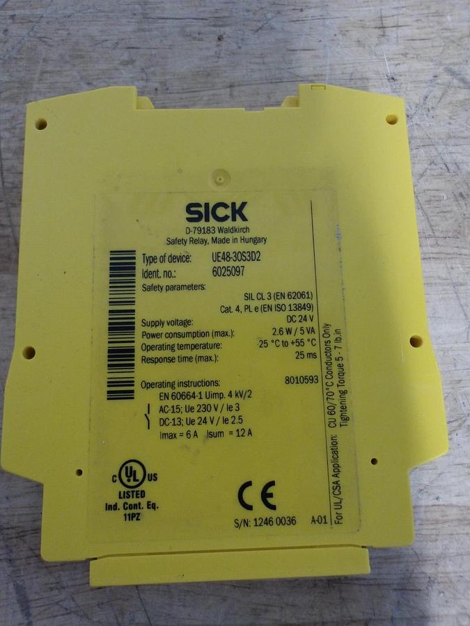SICK UE48-30S3D2 SAFETY RELAY 24 V, #430136G NIB