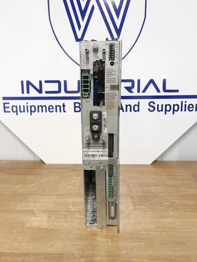 Used INDRAMAT DDS03.2-W030-BE12-01-FW AC SERVO CONTROLLER, #212945G PARTS ONLY