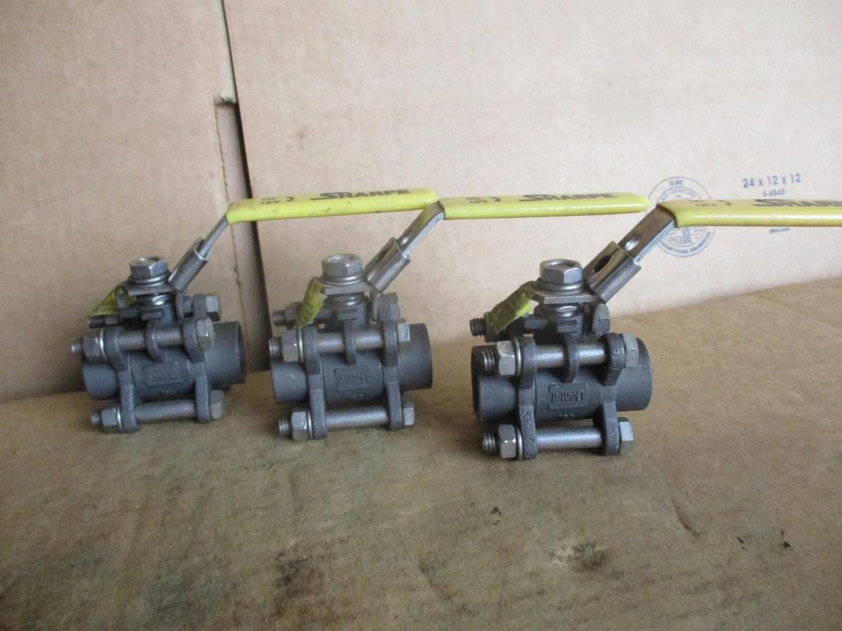 Used SHARPE 1/2" STEEL BALL VALVE (SOCKET WELD) (LOT OF 3), #416104J NEW