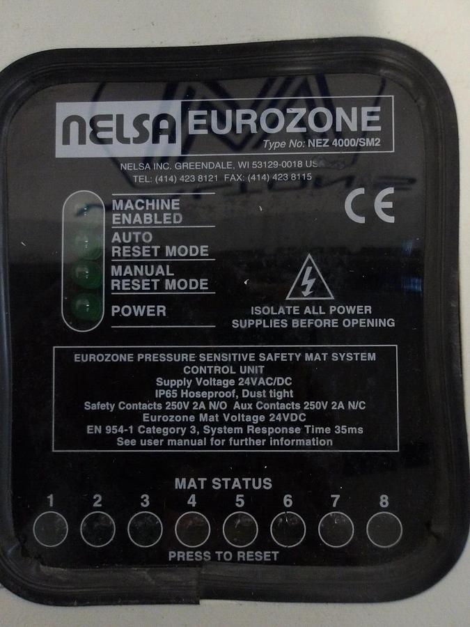 Used NELSA NEZ 4000/SM2 EUROZONE PRESSURE SENSITIVE MAT SYSTEM, #325952G NEW