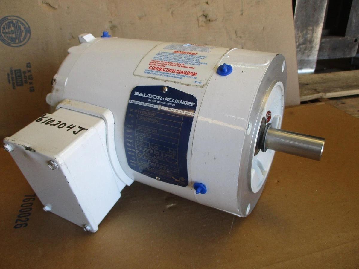 Used BALDOR-RELIANCE 1 HP WASHDOWN MOTOR, #610204J NEW