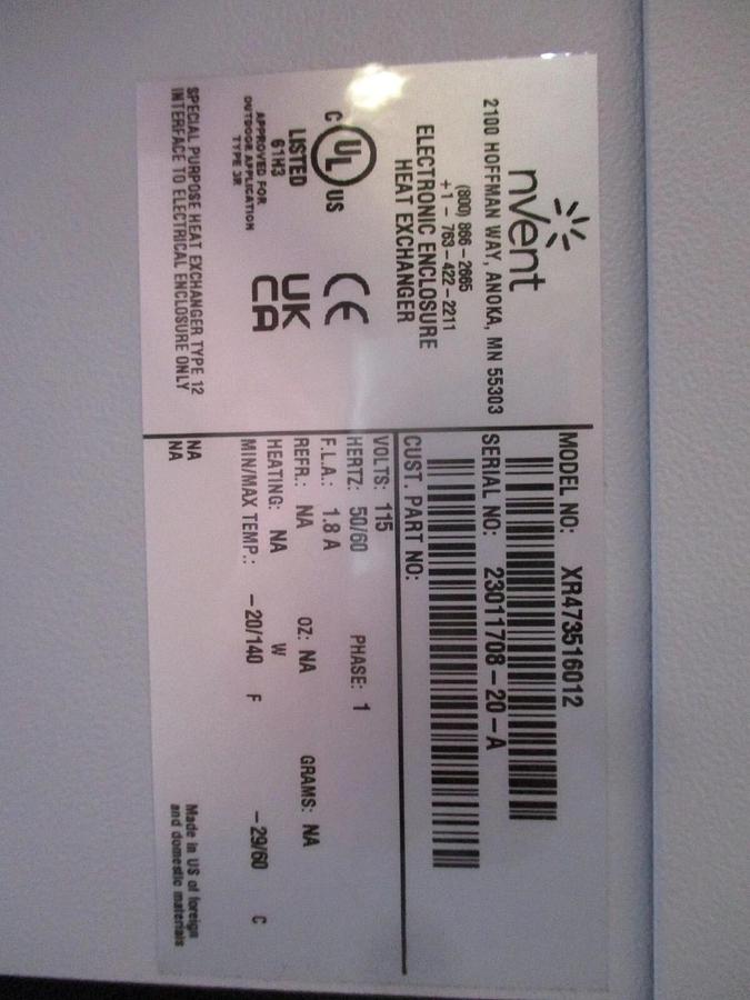 NVENT XRA73516012 ELECTRONIC ENCLOSURE HEAT EXCHANGER, #8201256J NIB