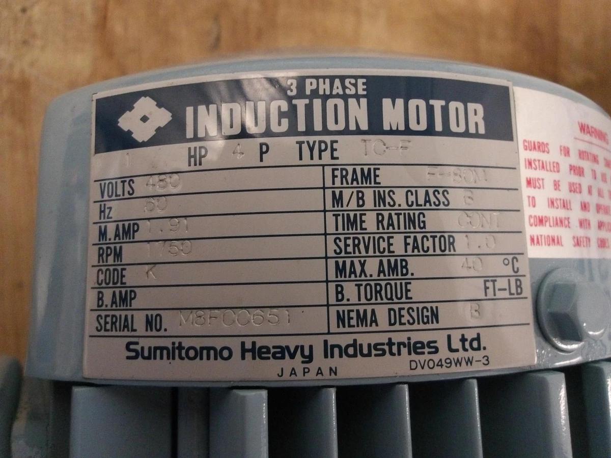 Used SUMITOMO SM-HYPONIC TC-5 GEARMOTOR 4 HP, RATIO 50:1, #78147G NEW