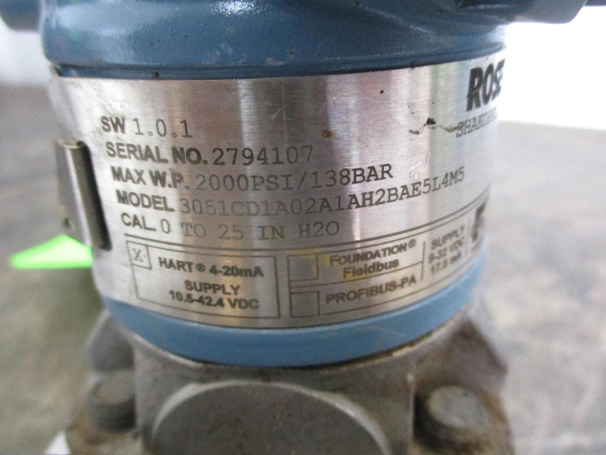 Used ROSEMOUNT 3051C PRESSURE TRANSMITTER, #361013J USED