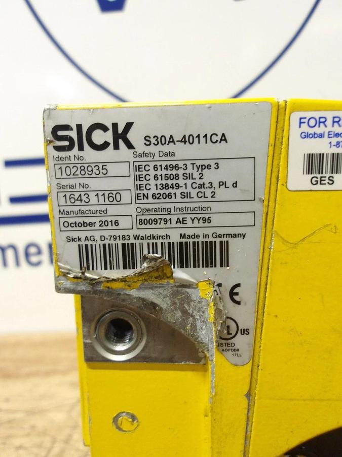 Used SICK S30A-4011CA SAFETY SCANNER, 24 V, #226953G (PARTS ONLY)