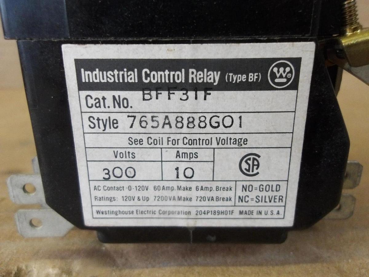Used WESTING HOUSE BFF31F CONTROL RELAY, #79940G NEW