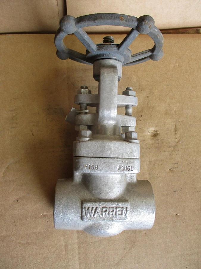 Used WARREN 1-1/2" STAINLESS GATE VALVE (SOCKET WELD), #4161216J NEW