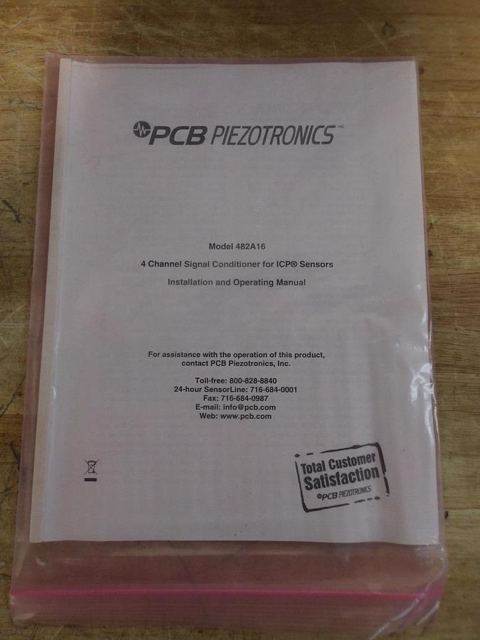 PCB PIEZOTRONICS 482A16 SENSOR SIGNAL CONDITIONER, 4 CHANNEL, #691208G NIB