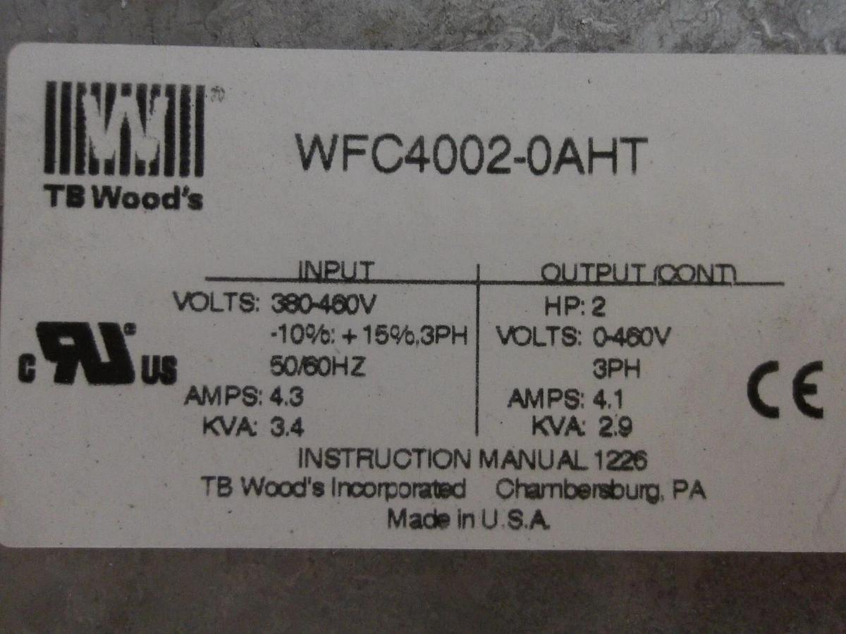 Used TB WOODS WFC4002-OAHT AC INVERTER CONTROLLER 2 HP, 460 V, #3241109G NEW