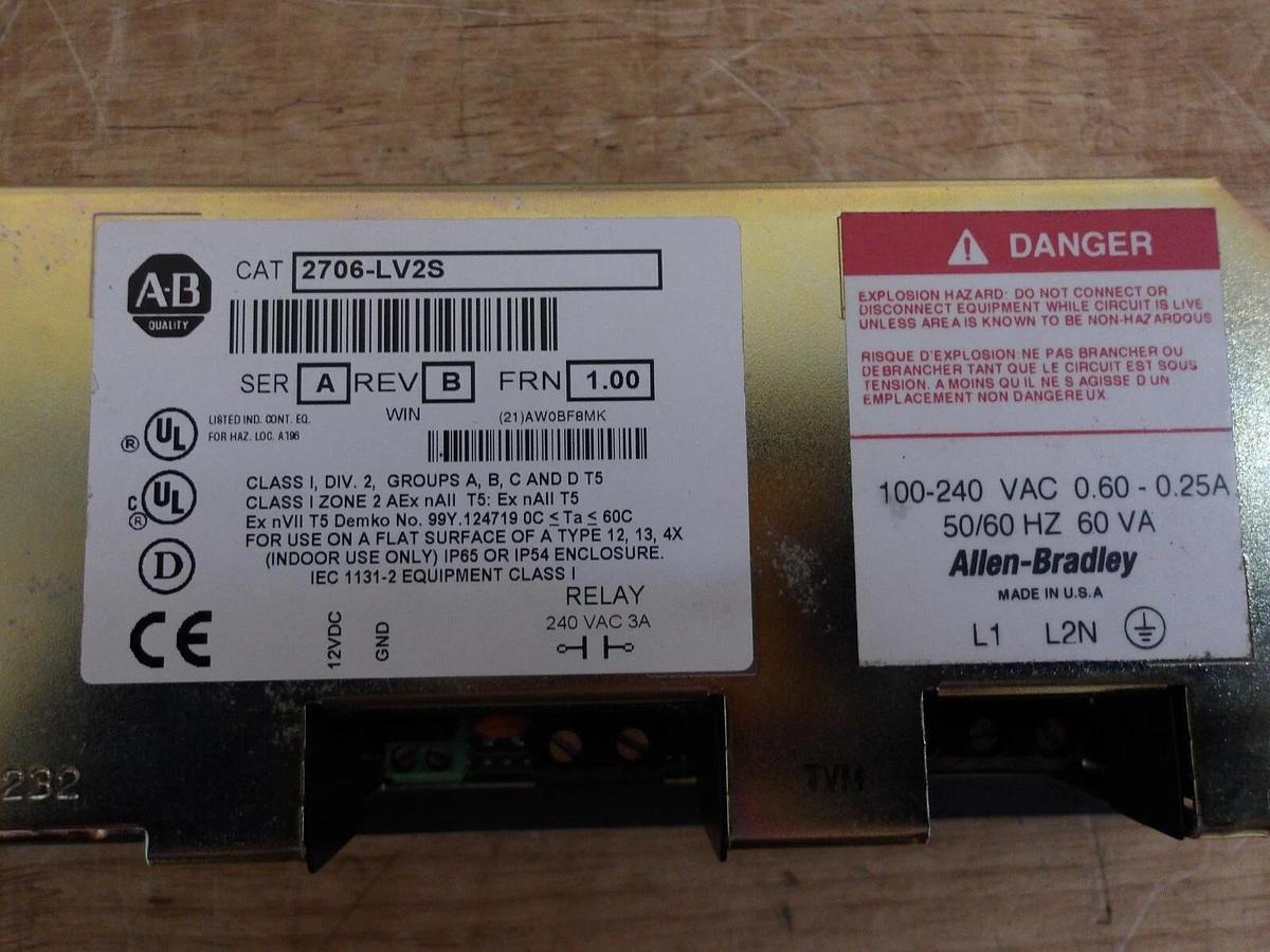 Used ALLEN BRADLEY 2706-LV2S DATALINER, #311226G USED