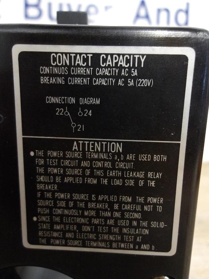 FUJI EARTH BRR29N-01S LEAKAGE RELAY, #521241G NIB