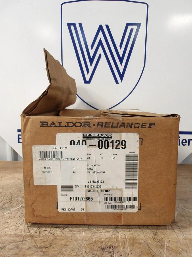 BALDOR RELIANCE .75/.33/.55/.25 MOTOR, 208/200 V, 145T FR, #69121G NIB