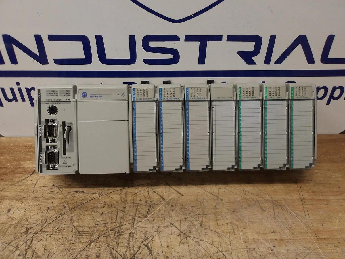 Used ALLEN BRADLEY COMPACT LOGIX L31 RACK & CARDS, #430348G USED